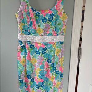 Floral Sleeveless Dress with White Waistband